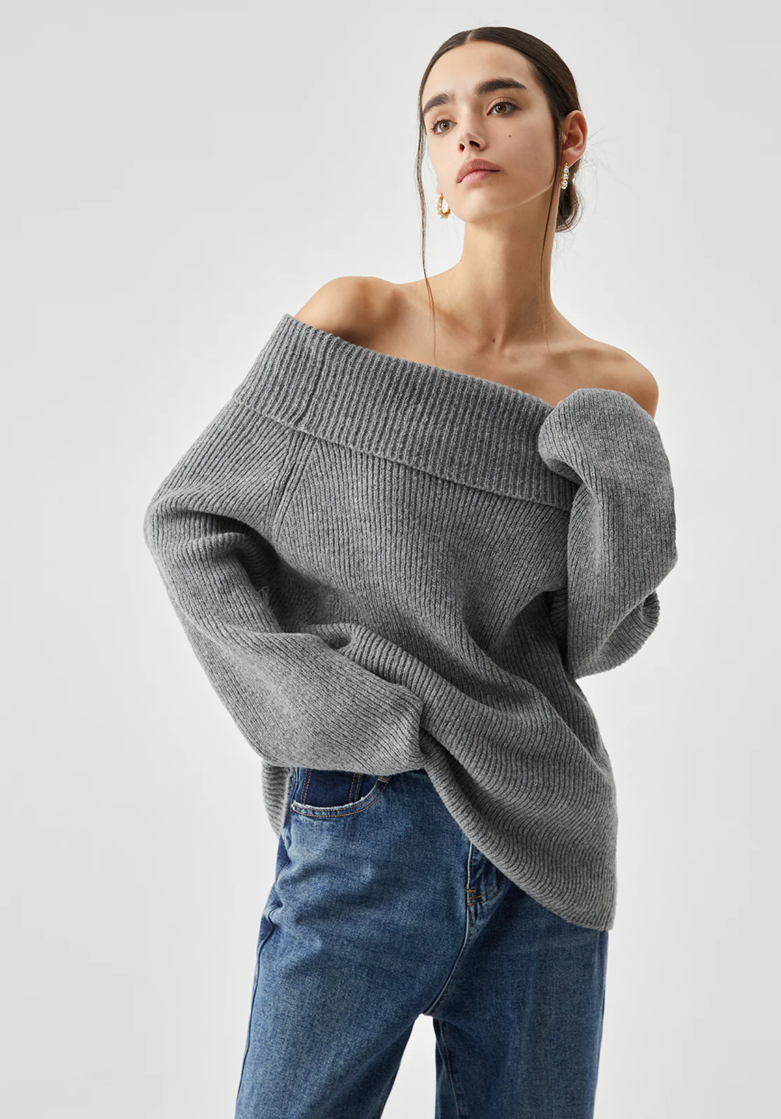 Knitted Off-Shoulder Sweater