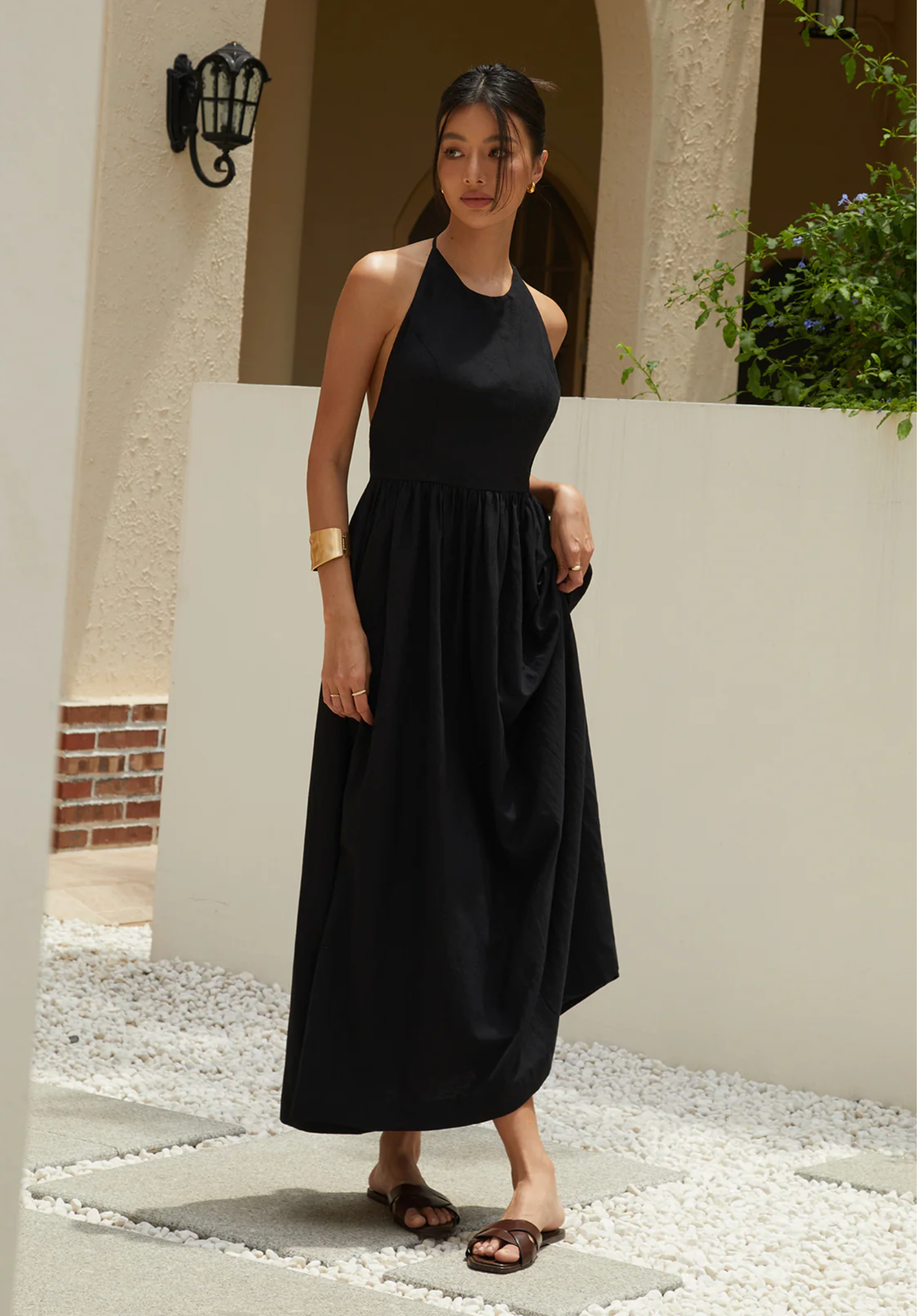 Solid Halter Maxi Dress